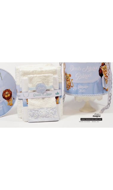 Trusou de botez cu broderie personalizata pentru baieti, Regele leu 24